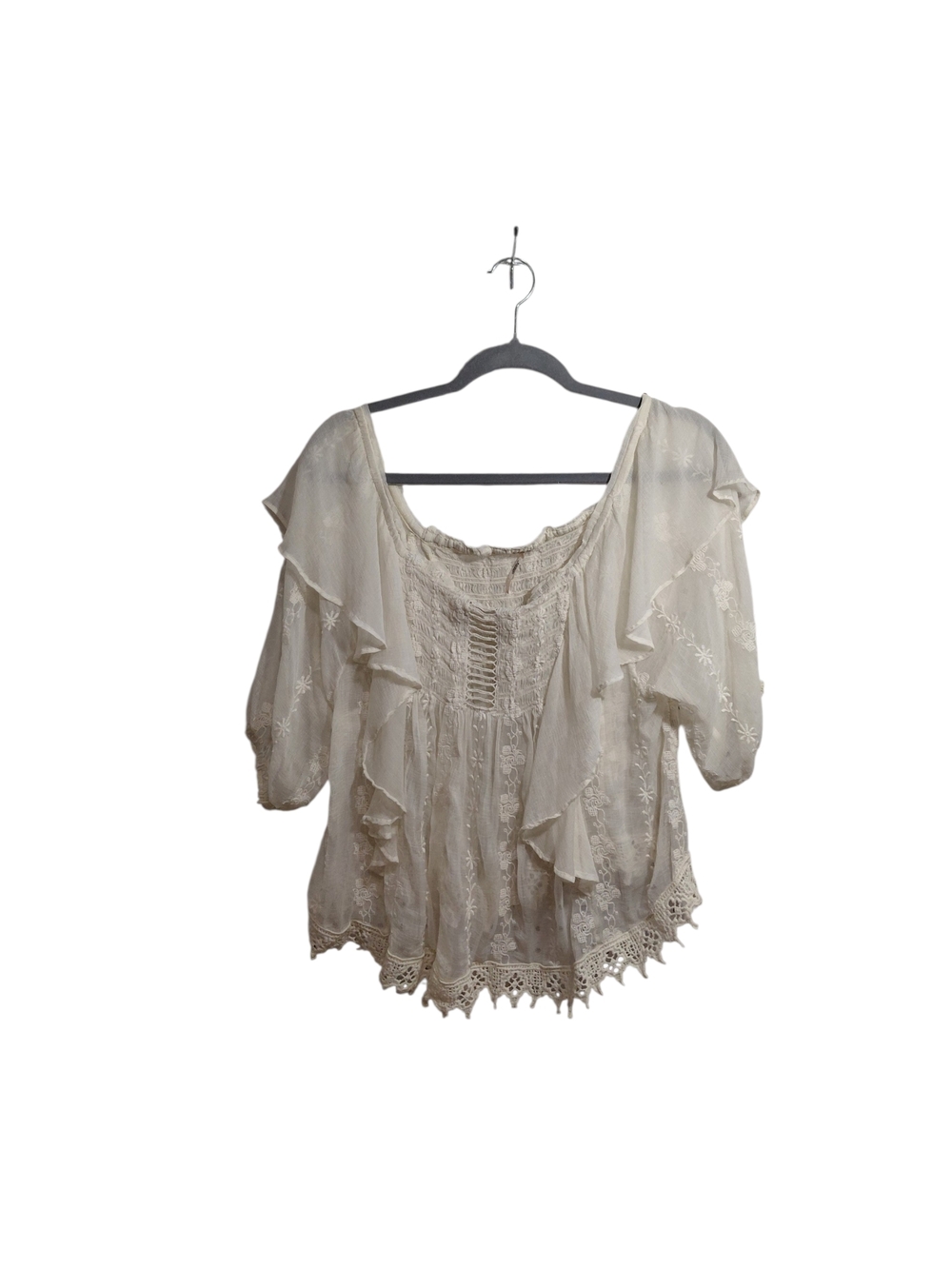 Free People Cream Crochet Peasant Tunic